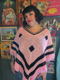 Vintage Pink Crocheted Shawl