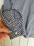 Unforgiven Upcycled Rose Navy Gingham Western