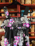 Vintage 80's Black and Purple Hawaiian Dress