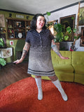 Vintage 70 Black and White Heart Shaped Leaf Dress