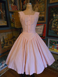 Vintage 50s white and pink striped fit and flare dress