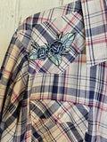 Unforgiven Upcycled Blue Rose Plaid Western