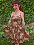 Vintage 1950s Brown Hawaiian Dress with Pineapples