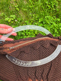 Vintage 40's Brown Knit Shell Bag with Lucite Handle