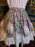Vintage 90s Purple Morning Glory Square Dancing Skirt