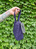 Vintage 1940's Navy Blue Popcorn Knit Handbag Purse