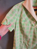Vintage green plaid dress with white collar