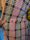 Vintage 50s pink and black plaid snap waist dress
