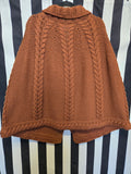 Vintage 60's Brown Hand Knit Shawl Cape