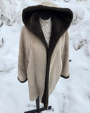 Vintage 60s Faux Fur Brown and Ivory Coat