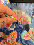 Vintage 90s Blue Seashell Print Kaftan Dress