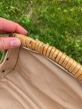 Vintage 50s Leather Handle Wicker Basket Handbag