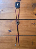 Unforgiven Ornate Gold Red & Black Leather Bolo Tie