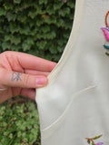 Vintage 60's White Bird and Flower Embroidered Dress