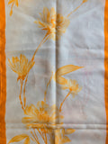 Vintage 70s Orange Floral Long Polyester Scarf