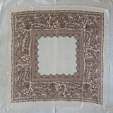 Vintage 60s white brown and red paisley silk scarf