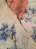 Vintage 50 Blue Floral and Tree Branch Silk Scarf