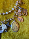 Unforgiven Silver Religious Charm Rosary Necklace