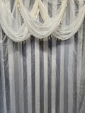 Vintage Sheer Ivory Curtains with Tassel Fringe