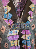Vintage purple blue and brown geometric kaftan