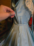 Vintage 60s Blue Dress Fit and Flare With Lace Collar