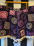 Handmade Purple and Whit Bark Cloth Three Piece Set