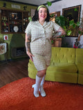 Vintage 50s Green and Brown Plaid Shirt Dress