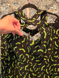 Gently Used Unique Vintage Rita Black & Green Bat Dress