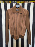 Vintage Brown Suede Jacket with Acrylic Knit