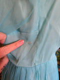 Vintage 60's Teal Blue Chiffon Party Dress