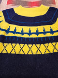Vintage 60s Blue & Yellow Argyle Sweater
