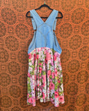 Unforgiven Upcycled Pink Floral Overall Dress