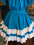Vintage 70s Teal & White Square Dancing Set