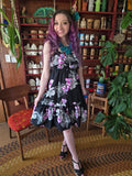 Vintage 80's Black and Purple Hawaiian Dress