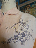 Vintage 1940s pastel pink flower basket blouse