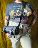 Unforgiven Upcycled Round Motorcycle Bag Purse