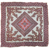 Vintage 70s Red and Pink Paisley Rayon Square Scarf