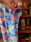 Vintage 90s Blue Seashell Print Kaftan Dress