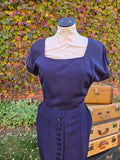 Vintage 40s Navy Button Up Dress and Jacket