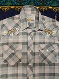 Unforgiven Upcycled Vintage Rose Gray Plaid Western