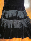 Antique 20's Black Velvet Fringe Flapper Dress
