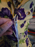 Vintage 40s yellow & purple floral rayon dress