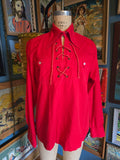 Vintage 60s red lace up buttons up men's shirt