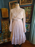 Vintage 70s Gunne Sax White & Pink Floral Dress