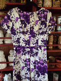 Vintage 60s Tropical Purple and White Dress