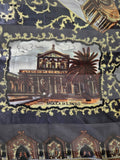 Vintage 90s Black Rome Souvenir Square Scarf