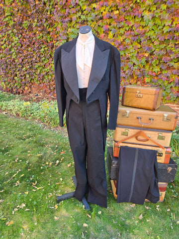 Antique 30s Wool Tuxedo Jacket with Tails and Pants