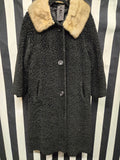 Vintage 1950s Black Persian Wool Coat with Mink Collar