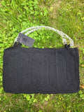 Vintage 40's Black Knit Bag Twisted Lucite Handle