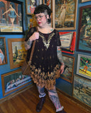 Vintage 90s Brown Bleach Tie Dye Hippie Dress